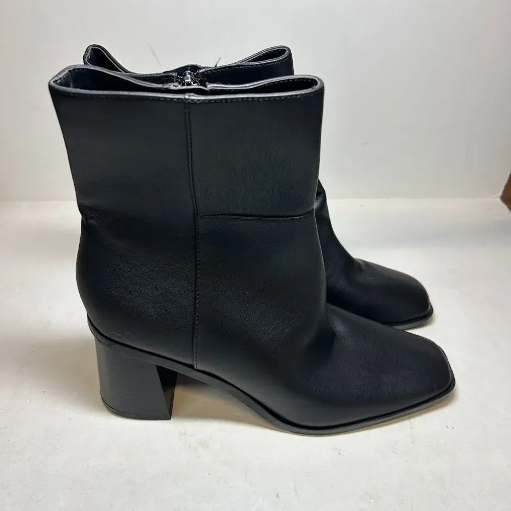 Marc Fisher Womens 8.5 M Black Dairey Zip Up Block Heel Ankle Boots DISPLAY QX7